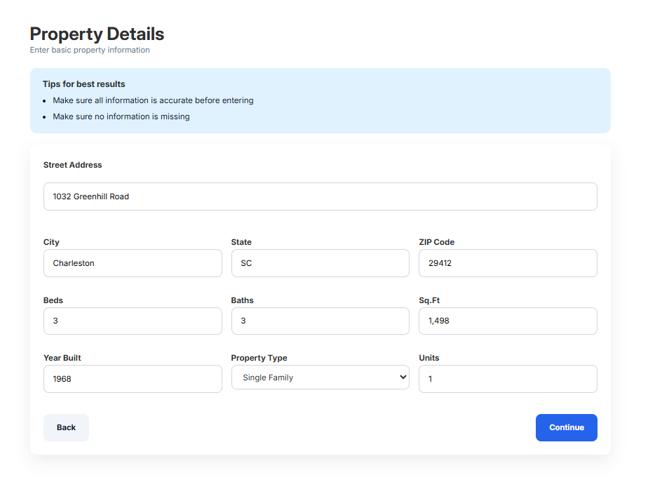 Property details step